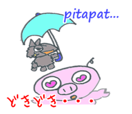 cute Wolf greeting and Funny piggy sticker #5735906