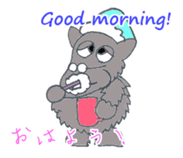 cute Wolf greeting and Funny piggy sticker #5735914