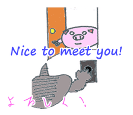 cute Wolf greeting and Funny piggy sticker #5735920