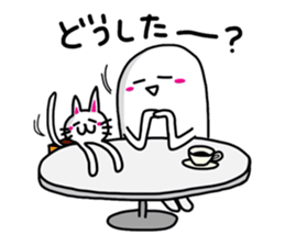 White-Man & Hakoiri-Cat 5 sticker #5772382