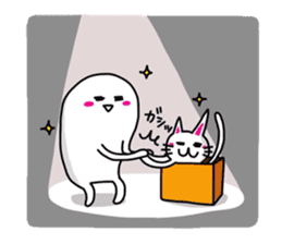White-Man & Hakoiri-Cat 5 sticker #5772399