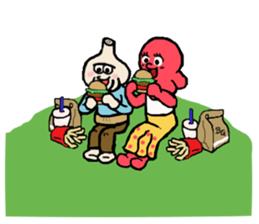 Garlic and octopus 2 sticker #5785043