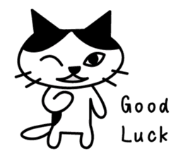 black and white cat english sticker #5792324