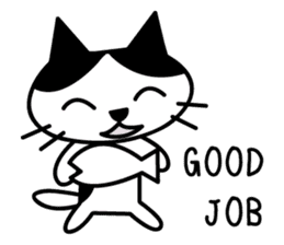 black and white cat english sticker #5792327
