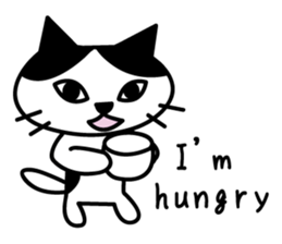 black and white cat english sticker #5792341