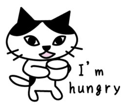 black and white cat english sticker #5792341