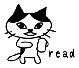 black and white cat english sticker #5792344
