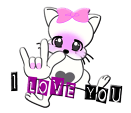 Sign language whiteblack cat  ver. 2 sticker #5799564