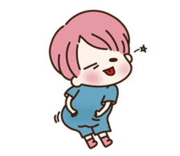 pink hair boy 'shushu' sticker #5801125