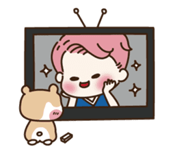 pink hair boy 'shushu' sticker #5801126