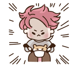 pink hair boy 'shushu' sticker #5801152