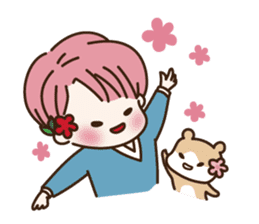 pink hair boy 'shushu' sticker #5801154