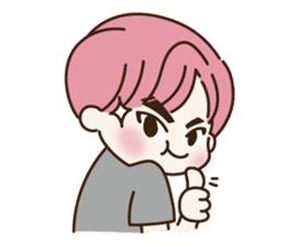 pink hair boy 'shushu' sticker #5801155