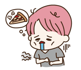 pink hair boy 'shushu' sticker #5801163