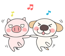 Puppy and piglet sticker #5806908