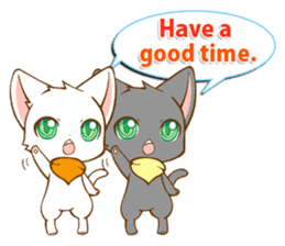 Twin kittens Zucku&Pocke [No,3]English sticker #5808850