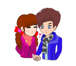 Sweet girl with boyfriend sticker #5810303