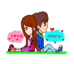Sweet girl with boyfriend sticker #5810308