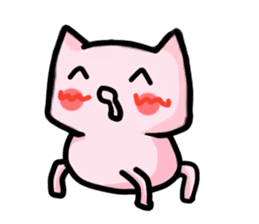 White and pink cat everyday sticker #5835589