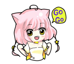 White and pink cat everyday sticker #5835593