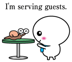 Round and white office worker E version sticker #5843276