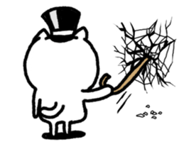 Black beard cat wearing a silk hat sticker #5855477