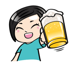 MUAY MENG | Short Hair with Daily Life sticker #5860677