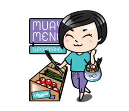 MUAY MENG | Short Hair with Daily Life sticker #5860686