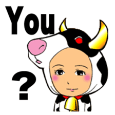 Girl wearing a cow of clothes sticker #5887873