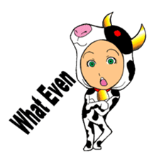 Girl wearing a cow of clothes sticker #5887876