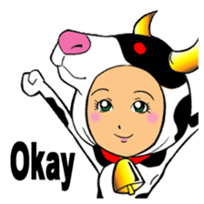 Girl wearing a cow of clothes sticker #5887889