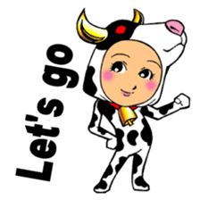 Girl wearing a cow of clothes sticker #5887892