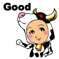 Girl wearing a cow of clothes sticker #5887902