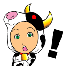 Girl wearing a cow of clothes sticker #5887906