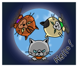 3 cats. Entry. Waiting. Leaving. sticker #5891798