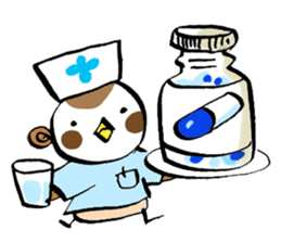 Get well soon with sparrow nurse sticker #5905232