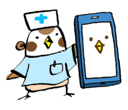 Get well soon with sparrow nurse sticker #5905236
