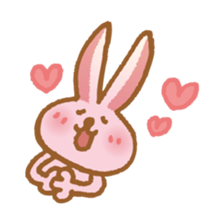 Handwriting pale pink rabbit sticker #5917846