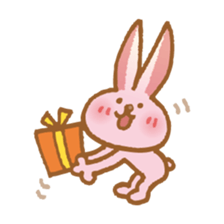 Handwriting pale pink rabbit sticker #5917867