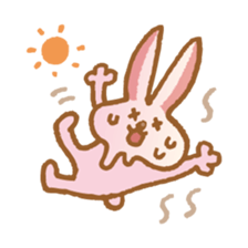 Handwriting pale pink rabbit sticker #5917872