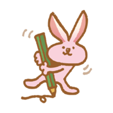 Handwriting pale pink rabbit sticker #5917874