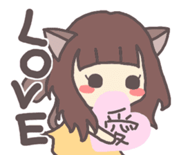 catgirl with kanji sticker #5926416