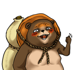 Raccoon dog attracted by ceramic ware sticker #5971824