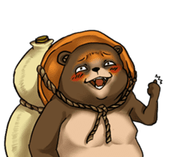 Raccoon dog attracted by ceramic ware sticker #5971824