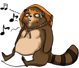 Raccoon dog attracted by ceramic ware sticker #5971832