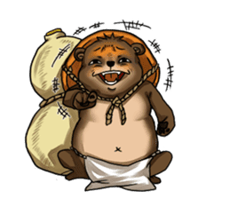 Raccoon dog attracted by ceramic ware sticker #5971840