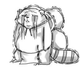 Raccoon dog attracted by ceramic ware sticker #5971844