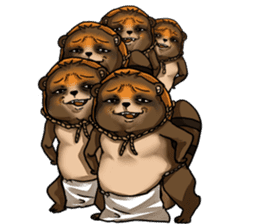 Raccoon dog attracted by ceramic ware sticker #5971850