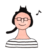 Black cat and girl sticker #5972800