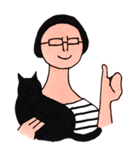 Black cat and girl sticker #5972812